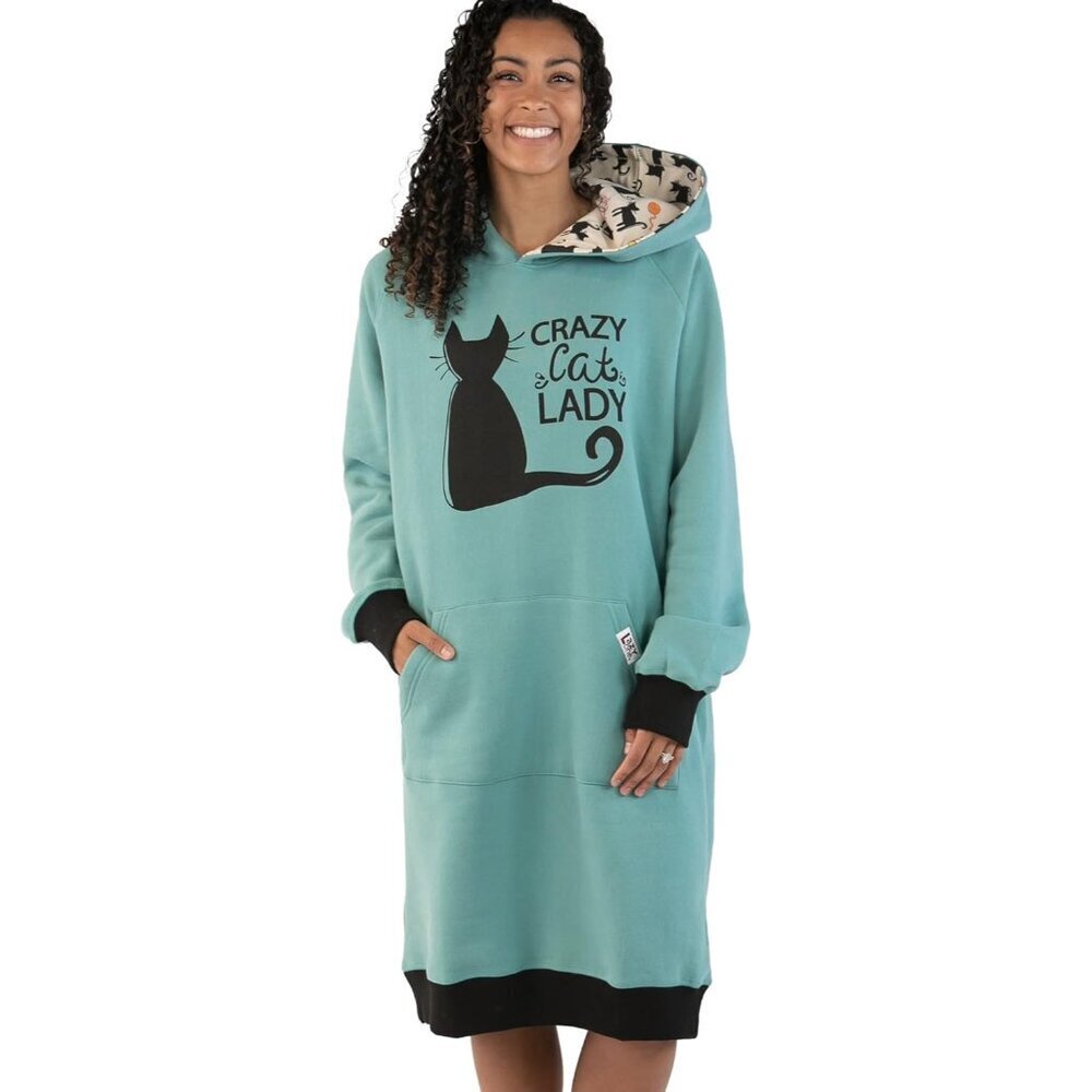 Oversized Hoodie Dress Women Cotton Polyester Nightgown Cozy Lounge Wear